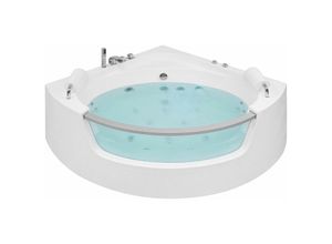 4260624110738 - Beliani - Eckbadewanne Whirlpool Weiß Sanitäracryl 187 x 140 cm led mit 7 Farben Badezimmer