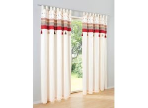 8902836029670 - Vorhang HEINE HOME Gardinen Gr 245 cm Schlaufenaufhängung Multifunktionsband 130 cm beige (creme rot)