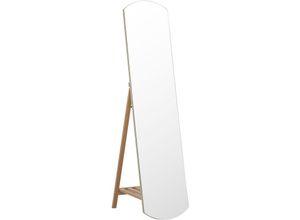 4251682286572 - Beliani - Standspiegel Hellbraun Kiefernholz 35 x 150 cm mit Regal Ablage Klappbar Rustikal Ganzkörper für Ecke Schlafzimmer Garderobe Bad Wohnzimmer