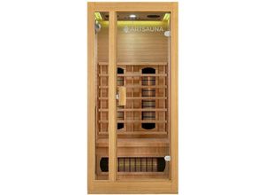 4260565525950 - Infrarotkabine Nyborg S90V - Infrarotsauna Vollspektrumstrahler LED-Farblicht & große Glastür - Wärmekabine für 1 Person 90 x 90 cm - Artsauna