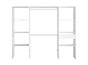 3760313247055 - Concept-usine - Kleiderschrank 6 Fächer 1 Schublade 2 Garderoben 220 x 40 x 180 cm elysee - Weiß