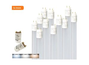 4251424869322 - 5x 150cm led Röhre G13 T8 Leuchtstofföhre Tube   24W Kaltweiß (6500K) 2430 Lumen 270° Abstrahlwinkel   inkl Starter 5er Pack  milchweiße Abdeckung