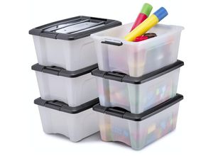 8716382213359 - Iris Ohyama Aufbewahrungsbox aus Kunststoff 15 l Büro-Aufbewahrungsbox 6er-Set BPA-frei NTB-15 weiß stapelbar Verschlussclips – B395 x T29 x