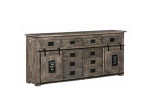 4251213555047 - Massivmoebel24de - Sideboard Mango 200x45x90 grau lackiert railway 222 - grau