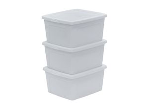 8716382215667 - Iris Ohyama - Aufbewahrungsbox aus Kunststoff Büro-Aufbewahrungsbox mit 3 x 18 l 3er-Set MCB-18 weiß stapelbar Verschlussklammern – B395 x T34