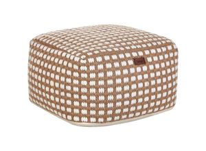 4255664861375 - Beliani - Pouf Beige u Weiß aus Baumwolle 50 x 50 x 35 cm Quadratisch Boho Stil Wohnaccessoires für Wohnzimmer Schlafzimmer Flur