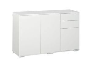 4255633555359 - Sideboard Kommode Anrichte 2 Schubladen Push-Click 117 cm x 36 cm x 74 cm Weiß - Weiß