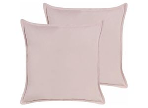 4255664837219 - Beliani - Dekokissen 2er Set Rosa Samtbezug mit Polyester-Füllung Beise 60x60 cm Einfarbig Modern Accessories Wohn- u Schlafzimmer Flur Diele