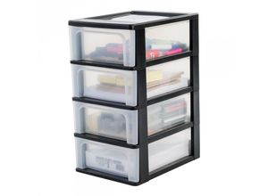 8716382151606 - Iris Ohyama - Schubladenschrank Schubladencontainer 4 Schubladen mit 7 l Format A4 durchsichtige Schubladen Büro Wohnzimmer - Organizer Chest