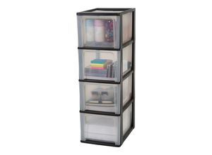 8716382183607 - Iris Ohyama - Schubladenschrank Schubladencontainer 4 Schubladen mit 13 l Format A4 durchsichtige Schubladen Büro Wohnzimmer - Organizer Chest