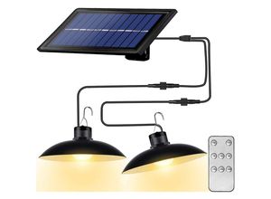 9339218363739 - Highsam - Solarlampen kronleuchter mit wasserdichter Fernbedienung 2 Köpfe Kabel 3 m - Warm light