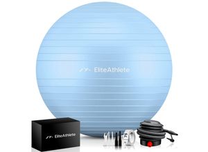 4260696120505 - EliteAthlete® Gymnastikball Sitzball Büro ergonomisch mit Anti Burst System - Fitness Yoga Pilates Schwangerschaft - Schwangerschaftsball Fitnessball Yogaball - Yoga Ball inkl Luftpumpe - Frosty 85cm