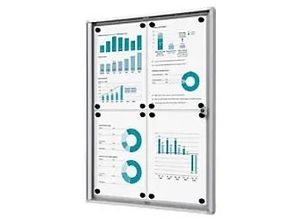 8595578357622 - SHOWDOWN Abschließbarer Schaukasten Magnetisch 491 (B) x 655 (H) cm Silber 4 x DIN A4