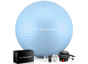 4260696120482 - EliteAthlete® Gymnastikball Sitzball Büro ergonomisch mit Anti Burst System - Fitness Yoga Pilates Schwangerschaft - Schwangerschaftsball Fitnessball Yogaball - Yoga Ball inkl Luftpumpe - Frosty 65cm