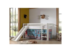 5420070236577 - VIPACK - Halbhohes Bett PINO mit Rutsche und Textilset Pet Shop Ausf Kiefer massiv weiß lackier 5420070236577 - VIPACK - Halbhohes Bett PINO mit Rutsche und Textilset Pet Shop Ausf Kiefer massiv weiß lackier