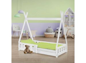 Image of Kinderbett Tipi mit Rausfallschutz und Lattenroste, 70x140 cm, Weiß - Ml-design