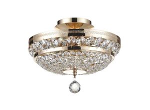 4262431056711 - - Deckenlampe Deckenleuchte Kristallleuchte Wohnzimmerlampe Metall gold b 32cm