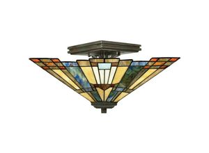 Image of Wandleuchte Lampe Tiffany-Glas Metall Flurlampe Vintage Bronze d 35,6 cm