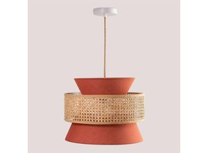 8435507952927 - Sklum - Deckenlampe aus Rattan Yereh Polyester - Rattan Coral - Coral