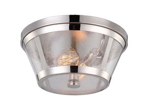 Image of Deckenleuchte Lampe Wohnzimmerleuchte alu Glas Nickel d 34,9 cm 2 Flammig