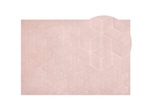 4255664827517 - Beliani - Teppich Rosa Kaninchen-Kunstfell 160x230 cm Einfarbig Handgefertigt Geometrisches Muster Shaggy Modern Glamourös Wohnzimmer Ausstattung Deko