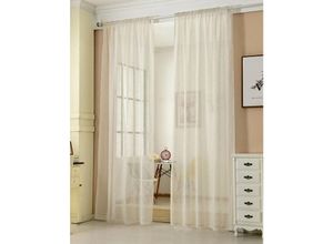 4063425040873 - Woltu - 2er-Set Gardinen transparent mit Kräuselband Leinen Optik creme 140x225 cm - creme