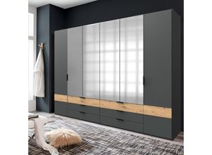 4066075061700 - Kleiderschrank 6türig in graphit mit Artisan Eiche Nb GRANADA-43 b h t ca 270 210 58 cm - grau