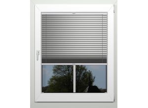 4042627398265 - Plissee INDEKO Thermo-Deluxe grau (grau metallfarben weiß weiß) Plissees 130cm zweiseitig verschiebbar 56cm Obermaterial 94% Polyester 6% sonstige Fasern zur Montage in der Glasleiste nach Maß B56cm H130cm