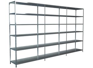 4058255071128 - Steckregal Stecksystem Grund- und 2x Anbauregale Regale Metall verzinkt 2300x3600x500 mm 18 Böden Gr B H T 360 cm x 230 cm x 50 cm silberfarben Werkstatt-Regale