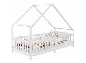 4016787713510 - - Hausbett cora in 90 x 200 cm aus massiver Kiefer mit Rausfallschutz in weiß