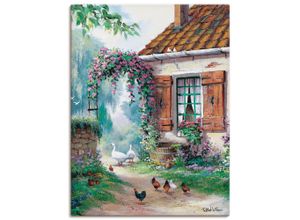 Image of Leinwandbild ARTLAND "Der Bauernhof" Bilder Gr. B/H: 60 cm x 80 cm, Garten Hochformat, 1 St., grün Leinwandbilder auf Keilrahmen gespannt