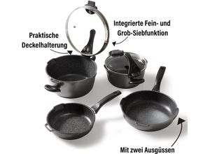 4020728143441 - STONELINE Topf-Set Future Aluminiumguss (Set 8-tlg Kochtopf 20 24 Stieltopf 18 cm Schmorpfanne 20 24 cm) Induktion schwarz