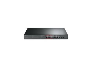 6935364099824 - TL-SL1218MP - Switch - unmanaged - 16 x 10 100 (PoE+) + 2 x 10 100 1000 + 2 x Kombi-Gigabit-SFP - an Rack montierbar (192 W)