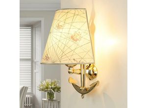 4251334839668 - Licht-erlebnisse - Maritime Wandlampe Messing Papier dekorativ für E27 - Messing poliert Creme