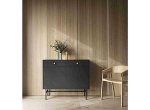 5905351293574 - Kommode Taylie Sideboard mit zwei Schubladen und zwei Türen Schwarz - Furnix