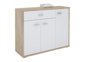 4055641948057 - Caro-möbel - Sideboard estelle mit 3 Türen 1 Schublade in Sonoma Eiche weiß