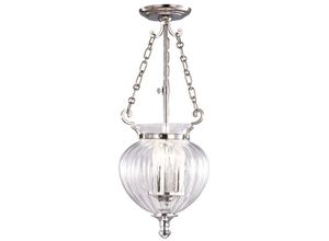 Image of Pendellampe Deckenlampe Hängeleuchte Stahl Glas Nickel d 22 cm Esszimmerlampe