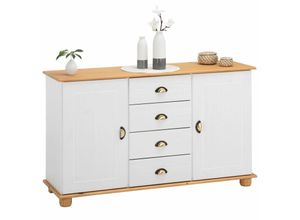 4016787083293 - - Sideboard colmar Kiefer massiv weiß braun mit 2 Türen und 4 Schubladen