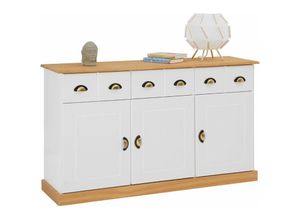 4016787841442 - - Sideboard paris aus massiver Kiefer in weiß braun mit 3 Schubladen und Türen