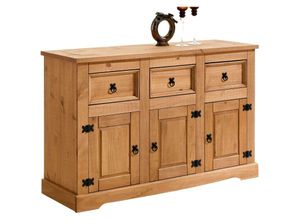 4016787081206 - - Sideboard tequila Kiefer massiv gebeizt 3 Türen und Schubladen Mexiko