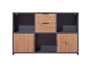 4010340723428 - Inter Link - Pepeto Sideboard 2 Schubladen 2 Türen 3 Ablagen grau Artisan Eiche dekor