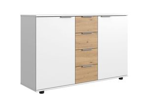 4066075061960 - Lomadox - Schlafzimmer Sideboard in weiß mit Artisan Eiche Nb GRANADA-43 b h t ca 130 83 41 cm