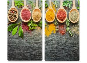 4003368263199 - Spices Herdabdeck- Schneideplatten-Set 2-teilig Glasschneideplatte als ideale Unterlage zum Schneiden und Servieren von Speisen Material ESG-Sicherheitsglas 30 x 52 cm