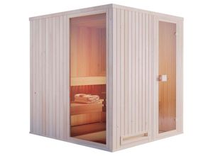 4251771214202 - Innensauna Miranda 2 Sitzbänke aus Holz in Naturbelassen Saunakabine Wandstärke 40 mm Infrarotsauna - Naturbelassen