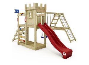 4255689913820 - Klettergerüst GateFlyer Spielturm mit Schaukel und Kletteranbau Wasseranschluss Kletternetz Teleskop Sandkasten Kletterwand Kletterleiter 10