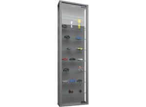 4051814345296 - Ebuy24 - Stano Maxi Vitrinenschrank wandhängend 1 Glastür mit led Licht zum aufhängen Silberfarbig - Silber