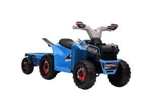 4255633538482 - Kinder Elektrofahrzeug mit kleinem Anhänger schwarz grün 106L x 415B x 485H cm elektro kinderquad elektroauto kinderfahrzeug mit anhänger