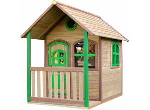 Image of Spielhaus Alex aus fsc Holz Outdoor Kinderspielhaus für den Garten in Braun & Grün Gartenhaus für Kinder mit Fenstern & Veranda - Braun - AXI