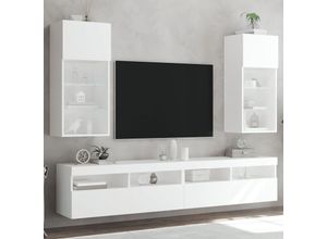 Image of TV-Schränke mit LED-Leuchten 2 Stk. Weiß 40,5x30x90 cm vidaXL73809