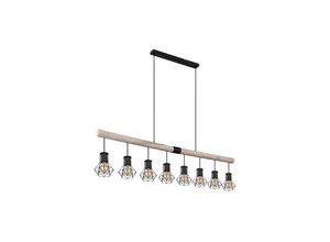 9007371483211 - - Hängeleuchte Holzbalken Pendelleuchte Käfigschirme schwarz Esszimmerleuchte Holz Metall 8x E27 Fassung LxBxH 140x133x120 cm